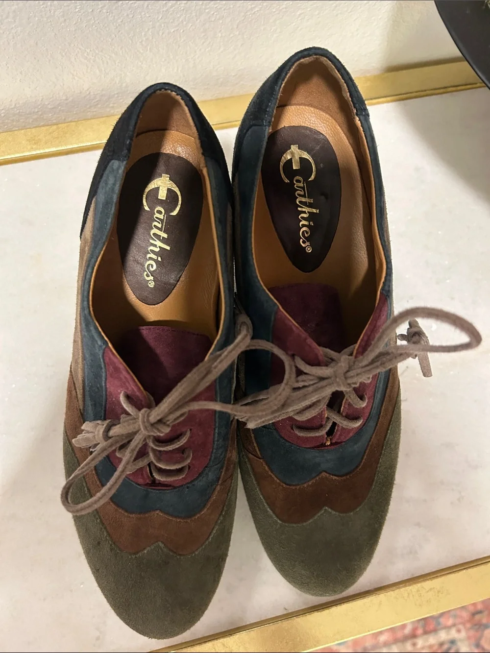 Earthies - Women's Multicolor Suede Lace-Up Platform Heels - Boho, Platform